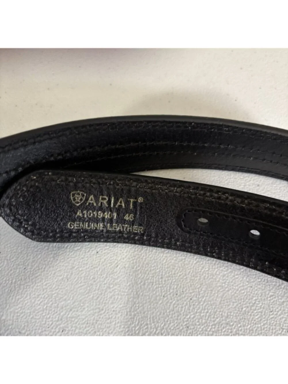 Ariat Center Bump Leather Belt In Black No Buckle Western Embossed Leather Sz 46
